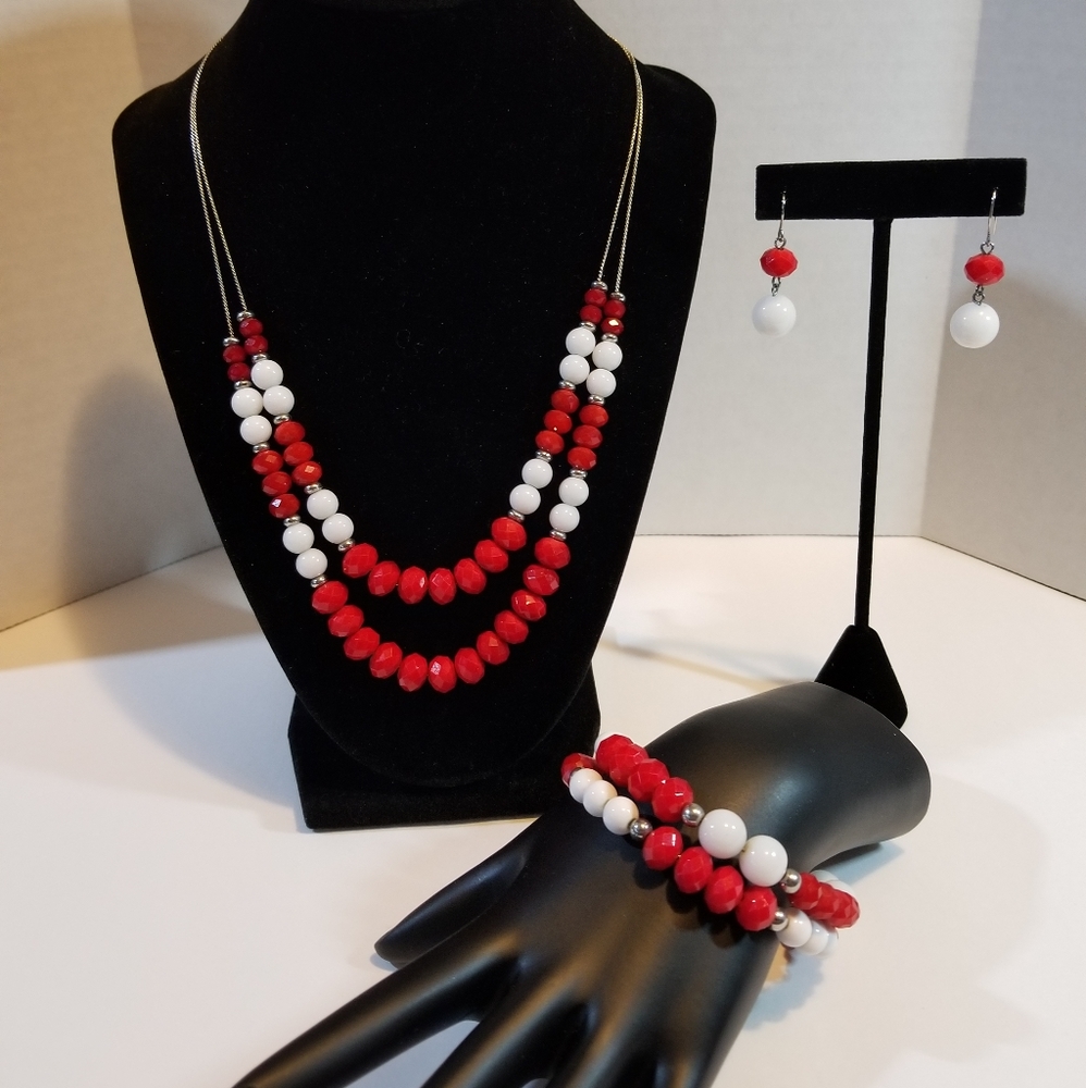 Necklace Wrap Bracelet and Earring Set